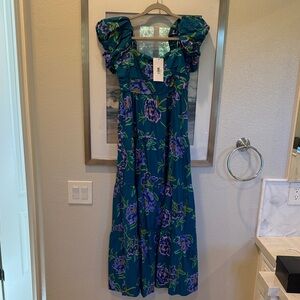 Elegant Floral Maxi Dress in Blue and Purple